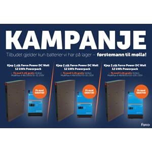 Kampanje Kjøp ett 12kWh batteri få med MultiPlus-II 48/3000